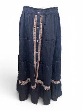Gap x LoveShackFancy Tiered Maxi Skirt / Blue and Pink / Size: L / Boho Chic